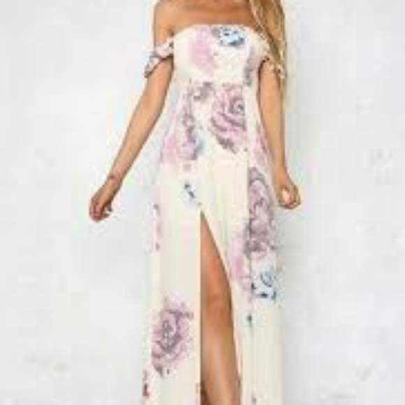 Angel Biba Off-Shoulder Maxi Slit Dress - Picture 6 of 6